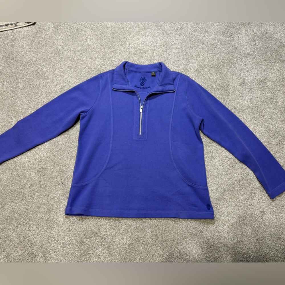Tommy Bahama Purple 3/4  Zip-Up Sweater Pullover Size L Pineapple Symbol Outdoor - Picture 8 of 12